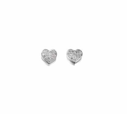 Picture of Clear CZ Pave Heart Stud Earrings