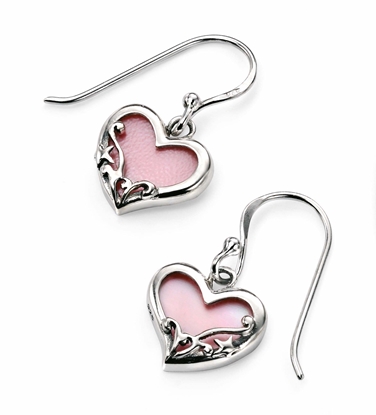 Picture of Pink Mop Heart Earrings