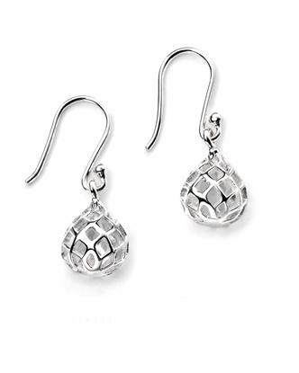 Picture of Silver Cut Out Ball Drop Earrings