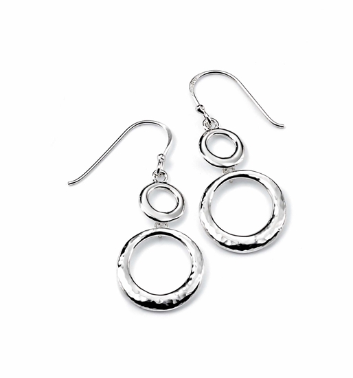 Picture of Hammered/High Polish Finish Disc Drop Earrings