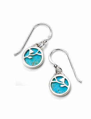 Picture of Turquoise Disc Flower Pattern Earrings