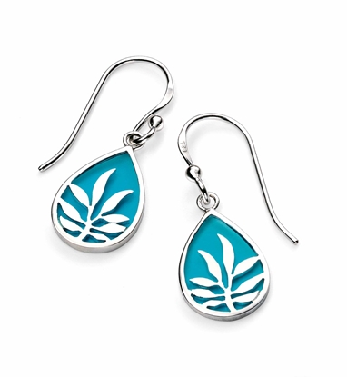 Picture of Teardrop Earrings With Blue Enamel