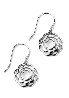 Picture of Rhodium Plated Open Flower Hook Earrings