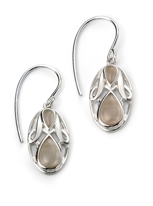 Picture of Rhodium Plated Cats Eye Oval Earrings