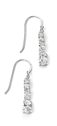 Picture of Rhodium Plated Multi CZ Drop Earrings