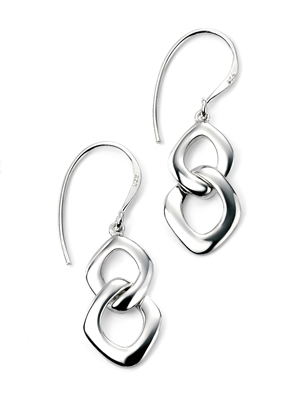 Picture of Rhodium Plated Double Interlocking Organic Circle Earrings