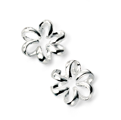 Picture of Rhodium Plated Open Flower Stud Earrings