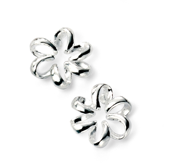 Picture of Rhodium Plated Open Flower Stud Earrings