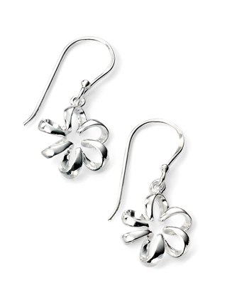 Picture of Rhodium Plated Open Flower Hook Earrings