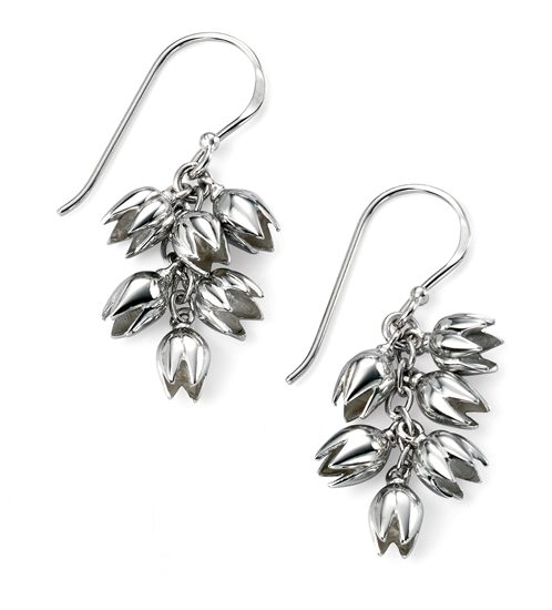 Picture of Rhodium Plated 3D Snowdrop Hook Earrings