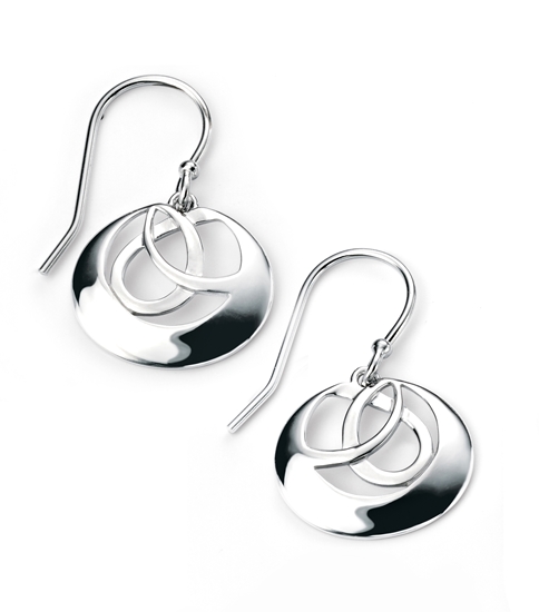 Picture of Rhodium Plated Round Interlinked Circle Earrings