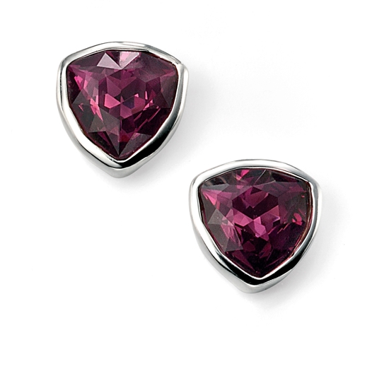 Picture of Amethyst Swarovski Crystal Triangle Stud Earrings