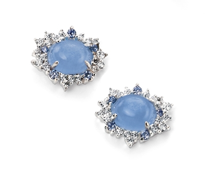 Picture of Blue Cats And CZ Cluster Earrings