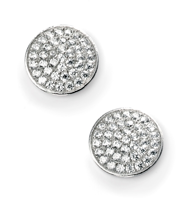 Picture of Rhodium Plated Clear CZ Pave Disc Earrings