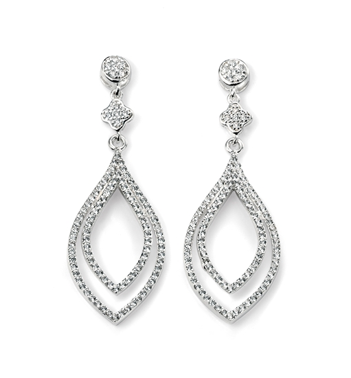 Picture of Double Clear CZ Lantern Shape Earrings