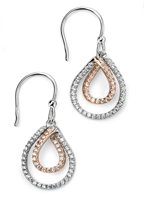 Picture of Mixed Plated Clear Pave CZ Triple Teardrop Earrings