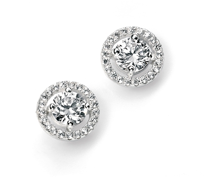 Picture of Pave Disc Stud Earrings With Clear Round CZ
