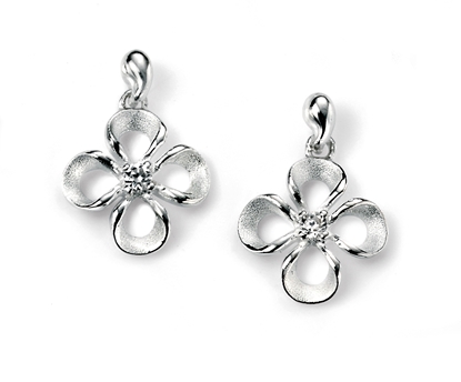 Picture of Flower Drop Earrings With Clear CZ