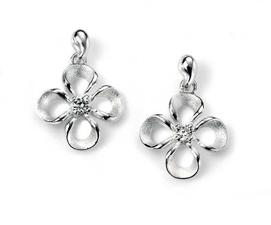 Picture of Flower Drop Earrings With Clear CZ