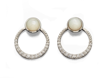 Picture of Water Hoop And Pearl Front Back Earrings