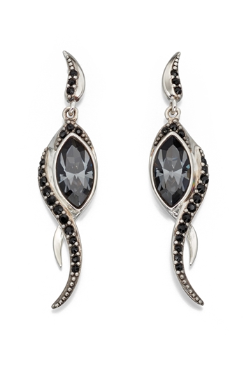 Picture of Black Swarovski Long Flame Drop Earrings