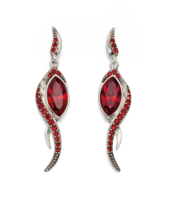 Picture of Red Swarovski Long Flame Drop Earrings