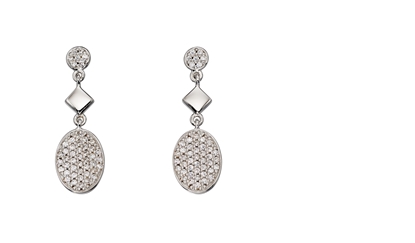 Picture of Silver Oval Pave CZ Earrings