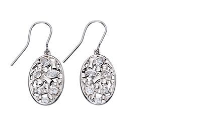 Picture of Silver Contrast Shape Oval Earrings