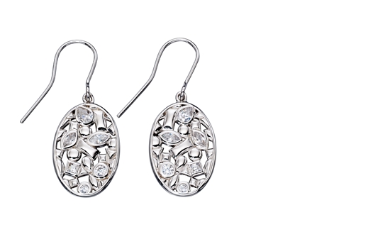 Picture of Silver Contrast Shape Oval Earrings