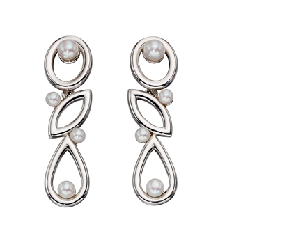 Picture of Silver Pearl Contrast Shape Earrings