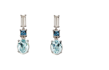 Picture of Silver Swarovski Light Azore, Denum Blue Earrings