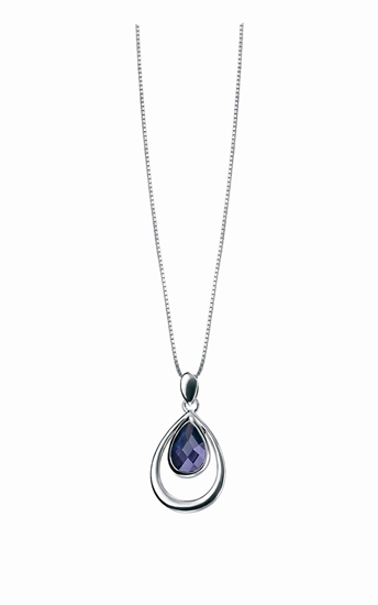 Picture of Amethyst CZ Faceted Teardrop Pendant