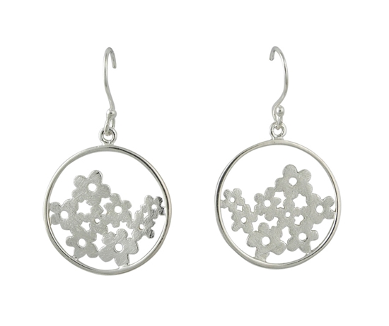 Picture of Silver Designer Enfused Flowers in a Circle Set 35 Drop Earr