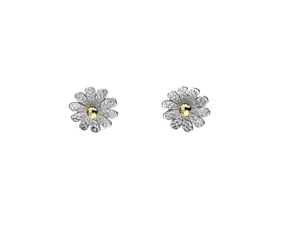 Picture of Silver & 9ct 2 Tone Daisy Earrings