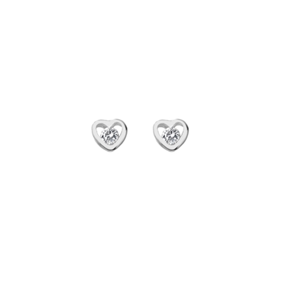 Picture of Silver & CZ Heart Stud Earrings