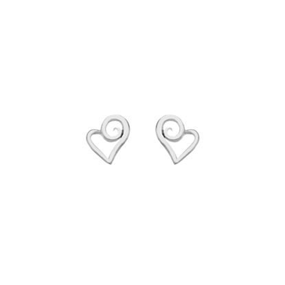 Picture of Silver Swirly Heart Stud Earrings
