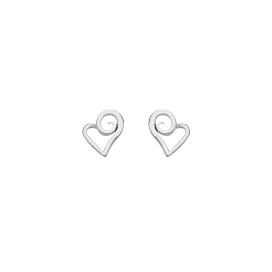 Picture of Silver Swirly Heart Stud Earrings