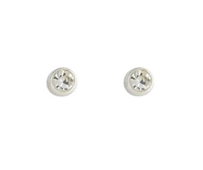 Picture of Silver CZ 4.5mm Circle Stud Earrings 063