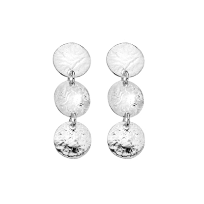 Picture of Silver Textured Circle Drop Earrings