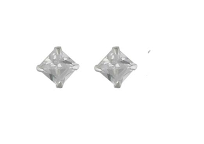 Picture of Silver Square CZ Stud Earring Pair 096