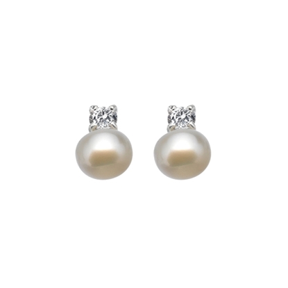 Picture of Silver Claw Set & Ivory Button Pearl Stud Earring