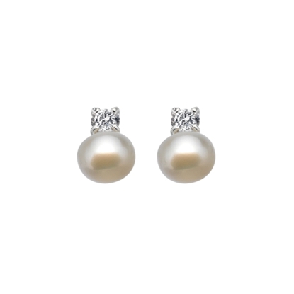 Picture of Silver Claw Set & Ivory Button Pearl Stud Earring