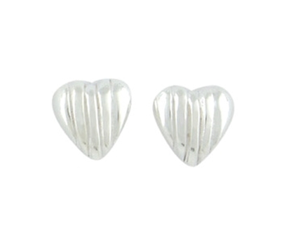 Picture of Silver Small Etch Patterned Heart Stud Earrings 079