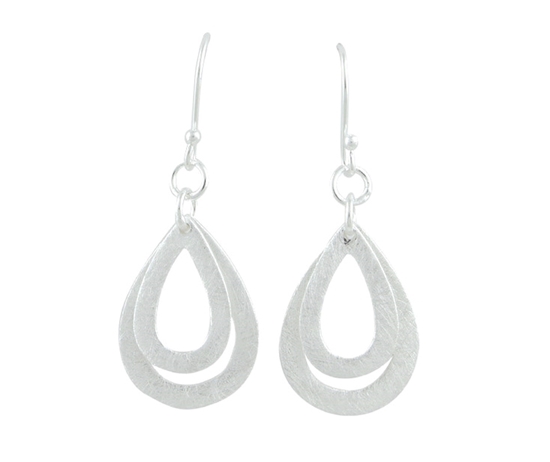 Picture of Silver Large Drop Matt Finish Earrings 087