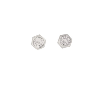 Picture of Silver Small Hexagon with CZ Stud Earrings 069