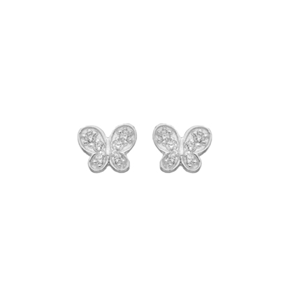 Picture of Silver CZ Butterfly Stud Earrings