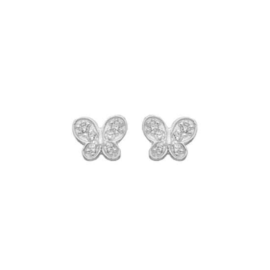Picture of Silver CZ Butterfly Stud Earrings