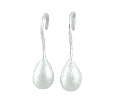 Picture of Silver Drop Dome Matt Finish Earrings 086
