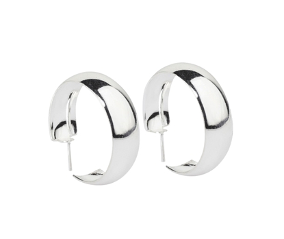 Picture of Silver Medium Polished Hoop Earrings 072