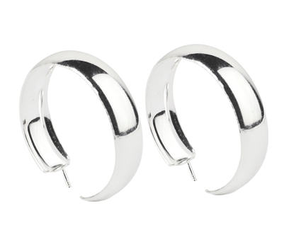 Picture of Silver Large Polished Hoop Earrings 073